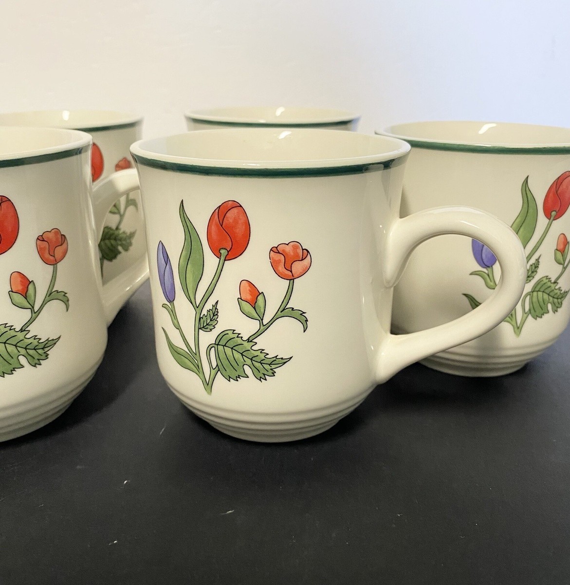 Set Of 6 Tulip Garden by NINA MORTELLITO Multi Color Coffee Mugs