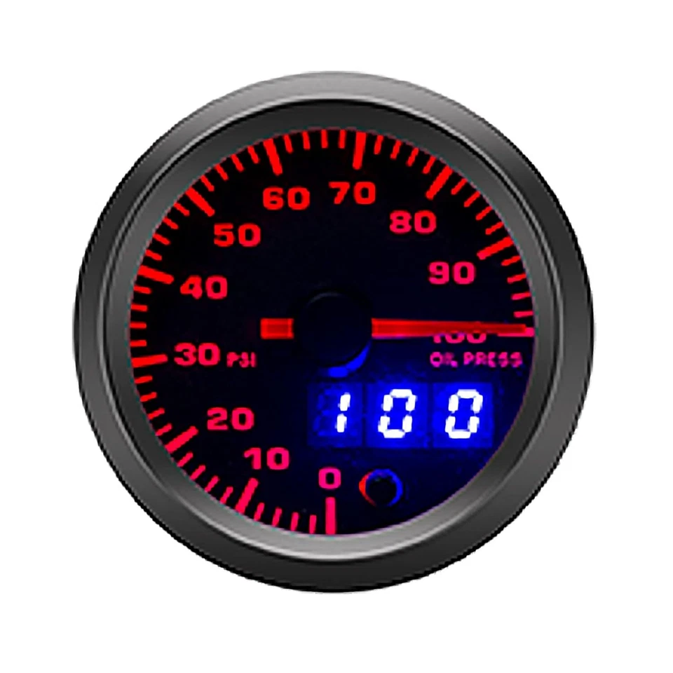 2" 52mm Digital Pointer 7 Color LED Oil Pressure 0-100 Psi Gauge with Sensor - Image 3 of 4