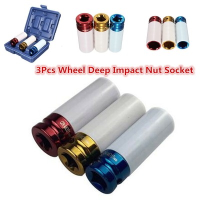 3pcs 1 2 Car Steel Wheel Tyre Deep Impact Nut Garage Socket Set