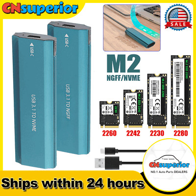M.2 SSD Case NGFF / NVMe Enclosure M.2 to USB Type C 3.2 SATA Hard Drive Adapte~