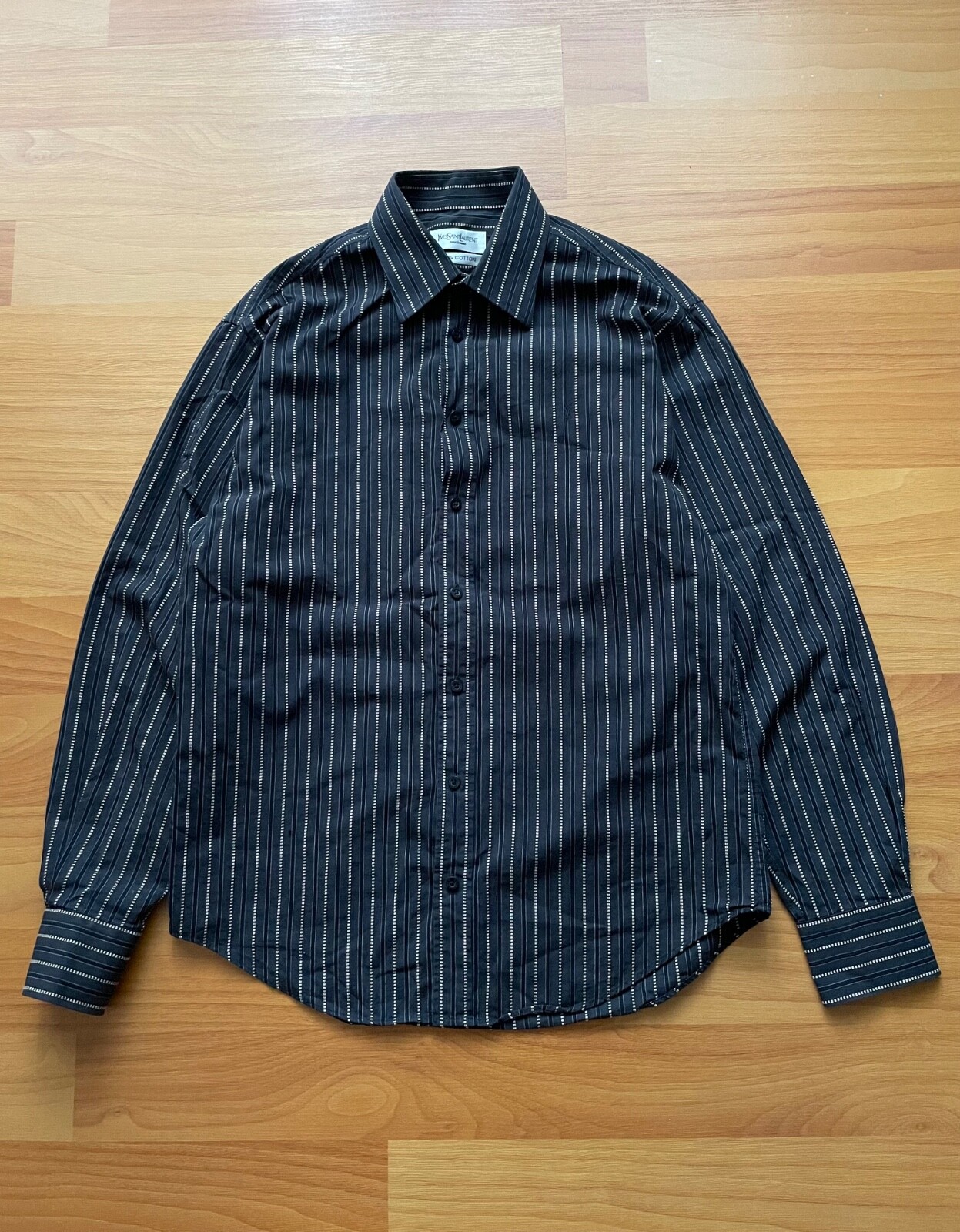 Yves Saint Laurent Camicia Vintage Lusso Pour Homme Bottoni Strisce Uomo Taglia M