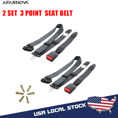#ad 2X Black 3 Point Harness Strap Replace Seat Belt Lap Strap Black Cars Truck $39.20