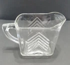 Vintage Hazel Atlas Chevron Clear Milk & Cream Pitcher Art Deco Very Heavy Glass