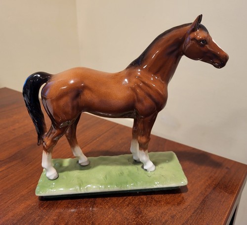 VINTAGE Wood Desk Mail Tray Organizer with Ceramic Horse 9x7 UNIQUE - 第 10/11 張圖片