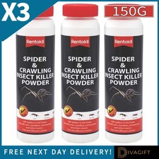 3 x RENTOKIL SPIDER KILLER POWDER 150G KILLS CRAWLING INSECT FOR SPIDERS HOME