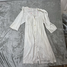 Vintage Barbizon Nightgown Size M White Embroidered Floral Cottagecore Granny