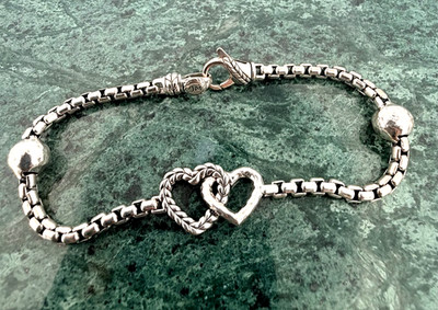 JAI by John Hardy 925 Sterling Bahnhof Box Kette Armband Doppelherzen 3,7 mm