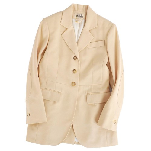 Hermès, Hermes giacca sartoriale lana vintage gialla donna taglia 38 made in France