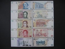 ARGENTINA  2 + 5 + 10 + 20 + 50 Pesos  2002 - 2015  (P352 - P356)  UNC