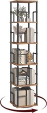 5-Tier Rotating Bookshelf, Freestanding Corner Bookshelf, 360 Spinning