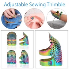 4pcs Rainbow Metal Sewing Thimbles Medium Size Finger Guards for Stitching