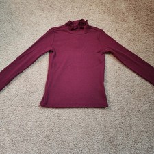 Janie Jack Cranberry Colored Ribbed Mockneck Top Sz 5