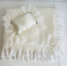Vintage Baby Pillow  Blanket Set   Satin  Lace   1999  Love and Prayers  