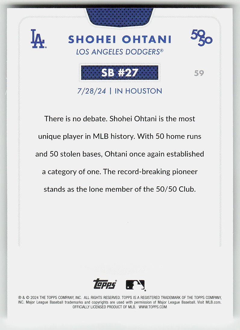 2024 Topps 50/50: Shohei Ohtani #59 Shohei Ohtani BASEBALL Los 