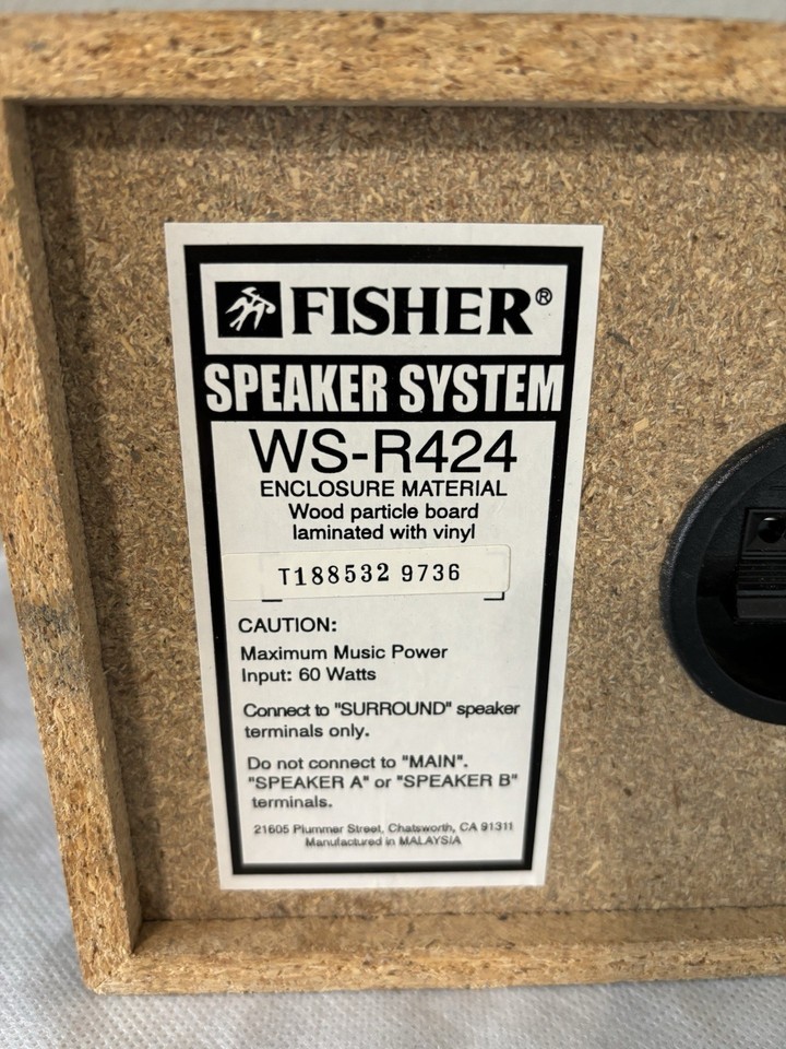 Fisher Pair of Shelf Surround Speakers WS-R424 60 Watts Tested | eBay
