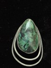 Vintage Sterling Silver Malachite Teardrop Brooch 925 Green Stone from Israel — photo 2