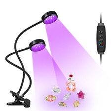 USB UV Black Light Dual Head, 10W 395nm-405nm LED Lamp with Clamp, Gooseneck ...