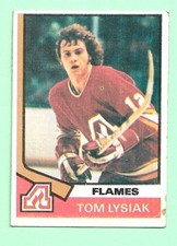 (1) TOM LYSIAK 1974-75 TOPPS # 68 FLAMES ROOKIE VG CARD (N1123). rookie card picture