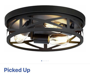 ZHU YAN Farmhouse Flush Mount Ceiling Light, 3-Light, Matte Black, 13 in