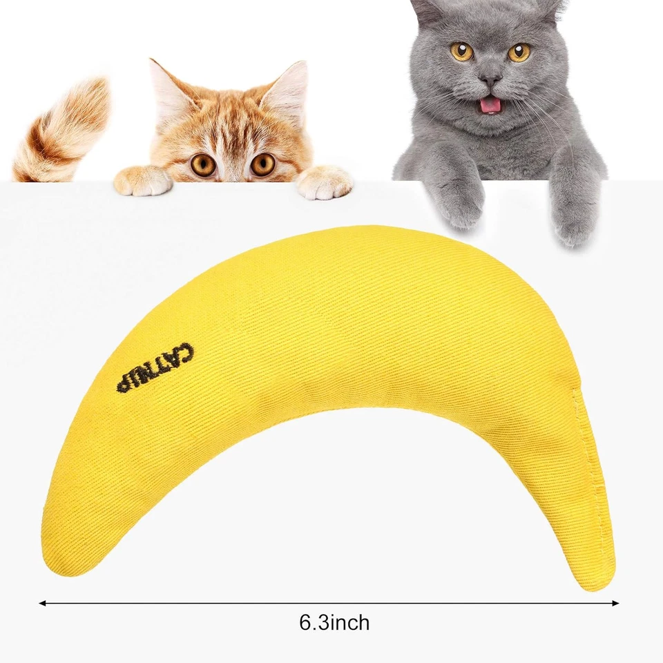 4 Pieces Catnip Toys Yellow Banana Cat Chew Catnip Toys Kitten Interactive Toy R - Image 3 of 4