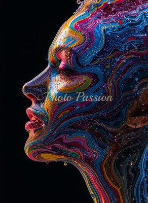 Foto A4 Frau Portrait Farbe Explosion Kunst Poster Druck (3732)