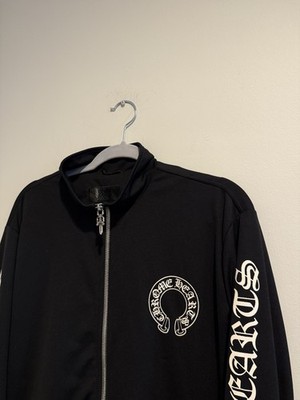 Chrome Hearts Horseshoe Track Jacket Black White XXL .925 Sterling