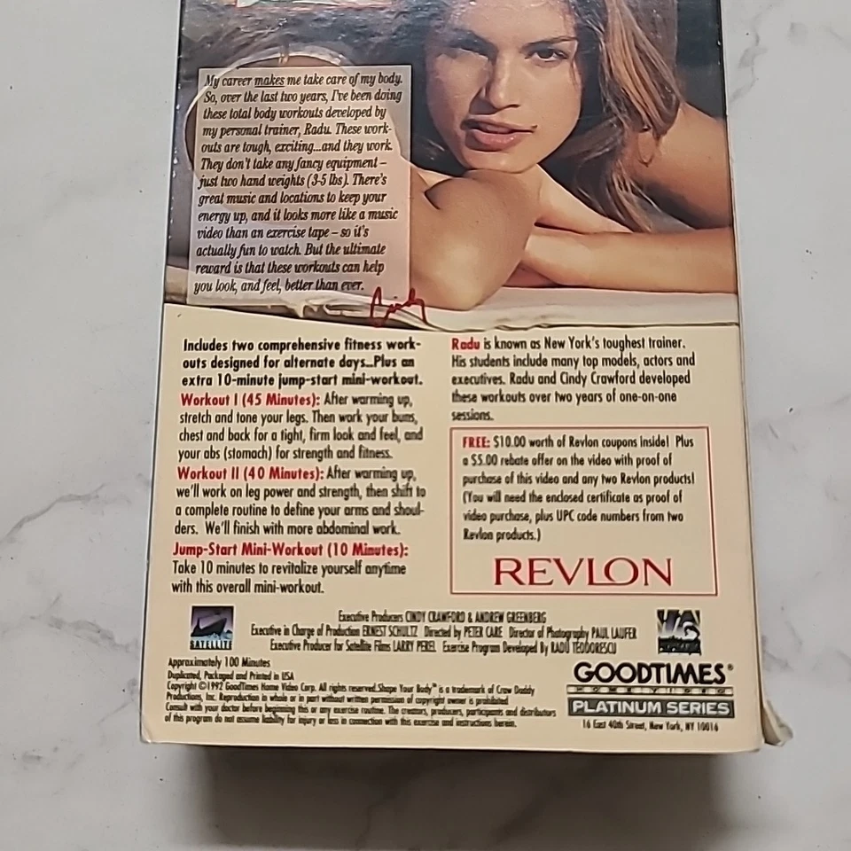 Cindy Crawford Shape Your Body Workout 1992 VHS Video Tqpe Radu fitness trainer - Image 3 of 4