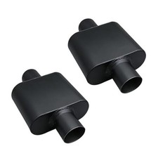 Universal 2.25" Inlet 2.25" Outlet Single Chamber Muffler - 13" 2.25 Inch-BLACK