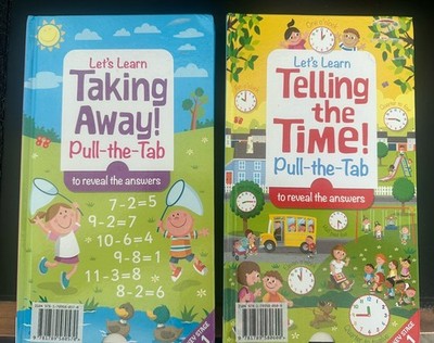 Let's Learn Telling the Time! (Pull-the-Tab) & Taking Away, 2 Books, FREE SHIP!