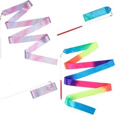 2pcs Dance Ribbons, 2m Kids Long Gymnastics Ribbon Twirling Ribbons Dancing...
