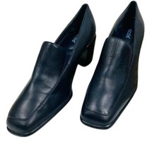 Nicole Navy Blue Classic Square Toe Block Heel Loafer Womens Preppy Size 7.5