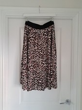 Next Women's Leopard Print Skirt UK Size 14 Summer Spring Midi Skirt Pleated