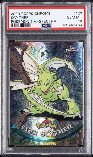 2000 TOPPS CHROME POKEMON T.V. SPECTRA #123 SCYTHER PSA 10