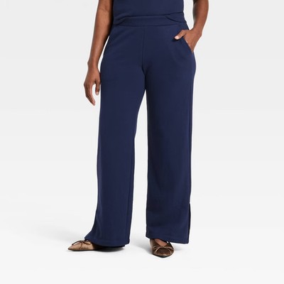Women's Mid-Rise Wide Leg French Terry Pants - A New Day