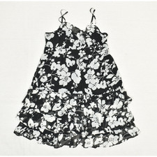 NEW American Eagle Women Fit & Flare Dress V Neck Polyester Black Floral Size 10