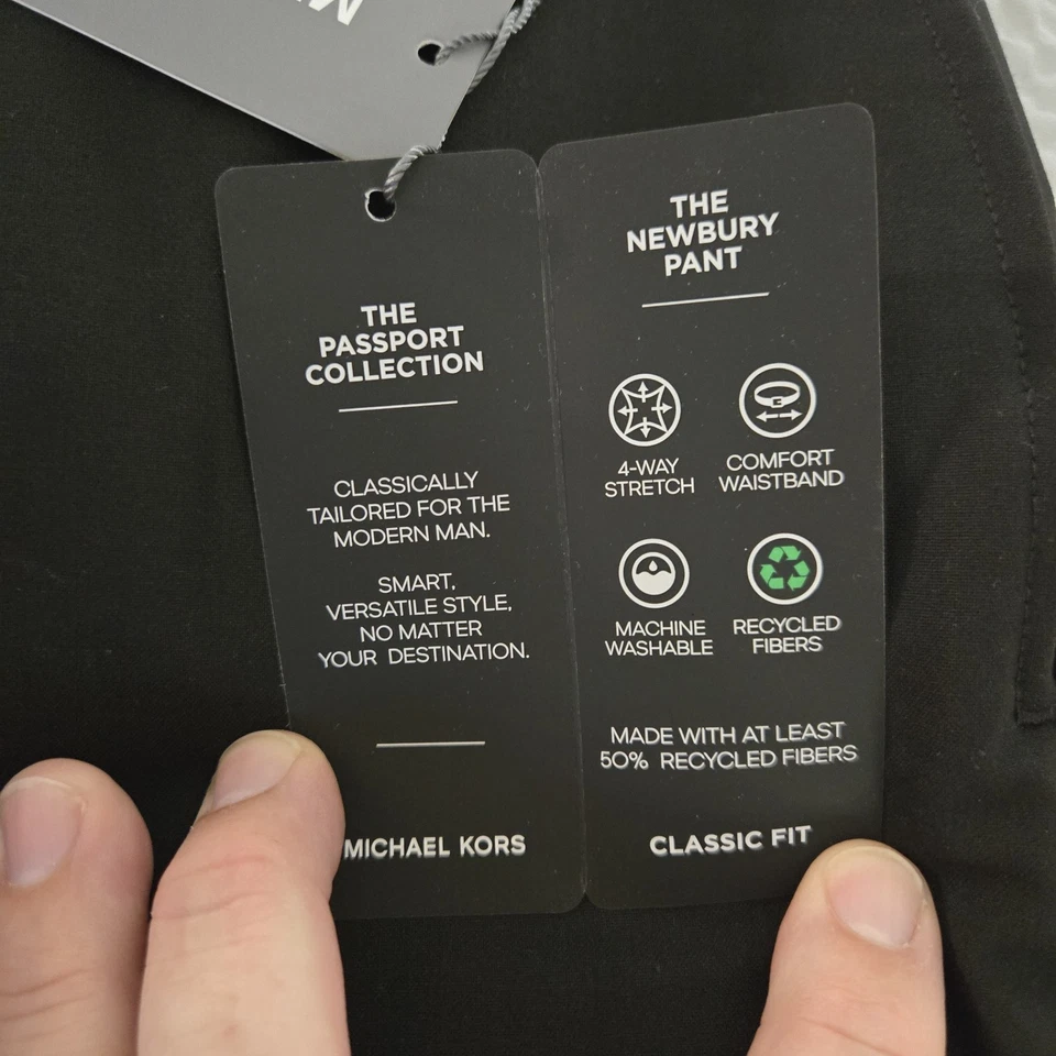 Pantalones de vestir clásicos Michael Kors para hombre Marvin pantalones negros 40x32 (medida 40x27) Foto 3 de 4