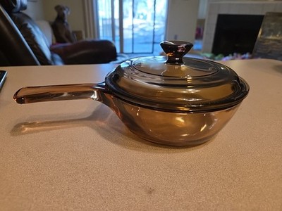 Corning Ware Visions Amber .5 L Small Sauce Pan With PYREX  Glass Lid