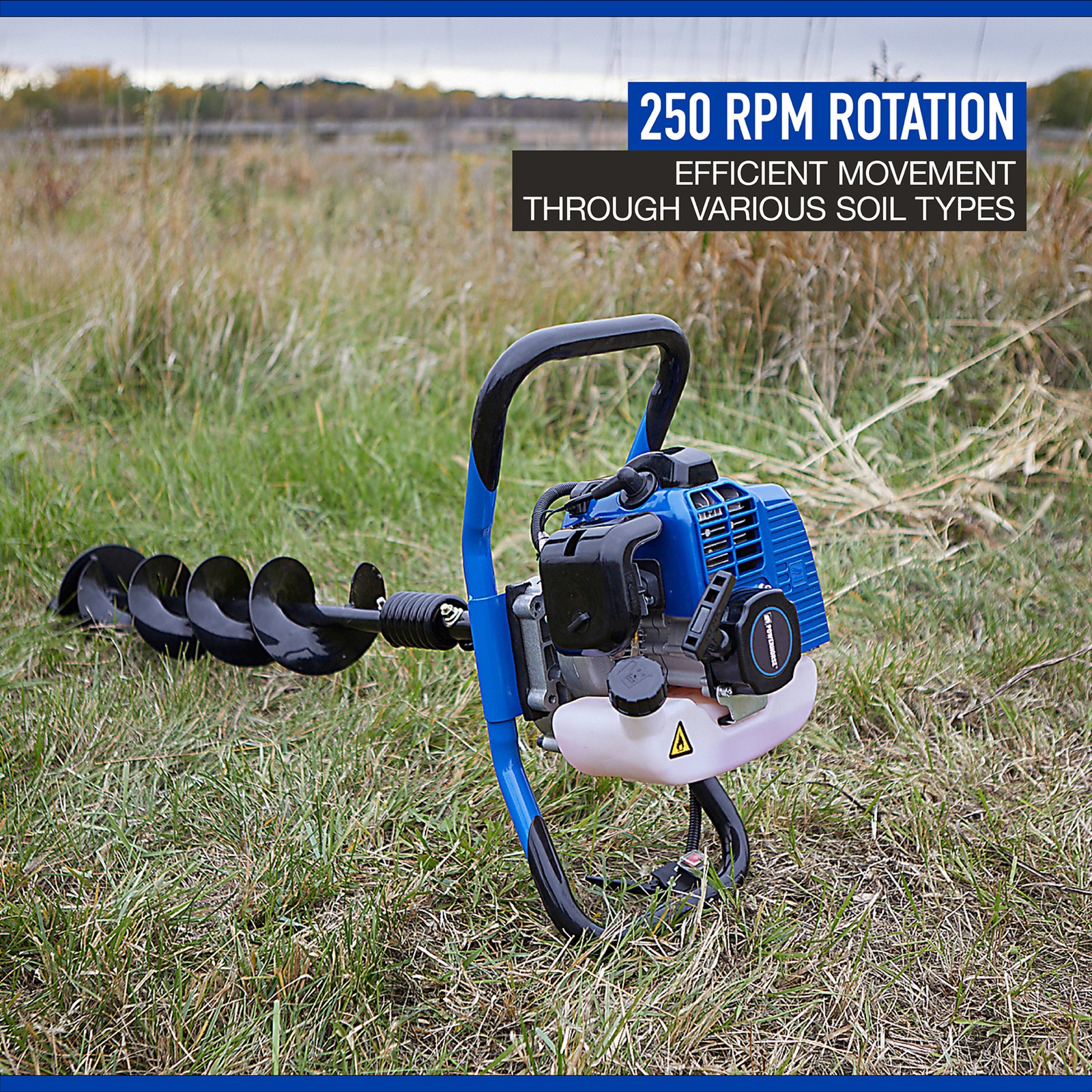 Powerhorse One-Person Earth Auger Powerhead, 52cc 2-Cycle Gas Engine w/Muffler