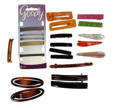 Lot Assorted Barrettes Hair Clips 22 Pieces Multicolor Plastic Metal Goody