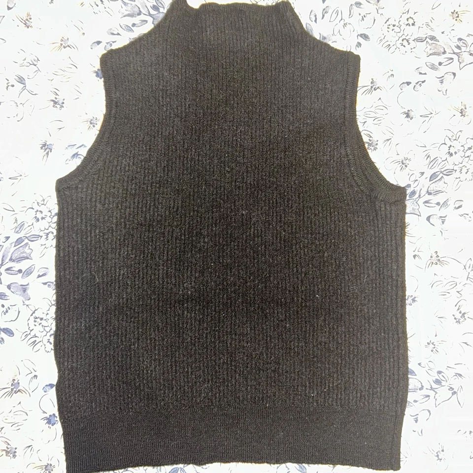 Топ Elie черный 90-е укороченный безрукавка размер маленький вязаный без рукавов - Изображение 2 из 3