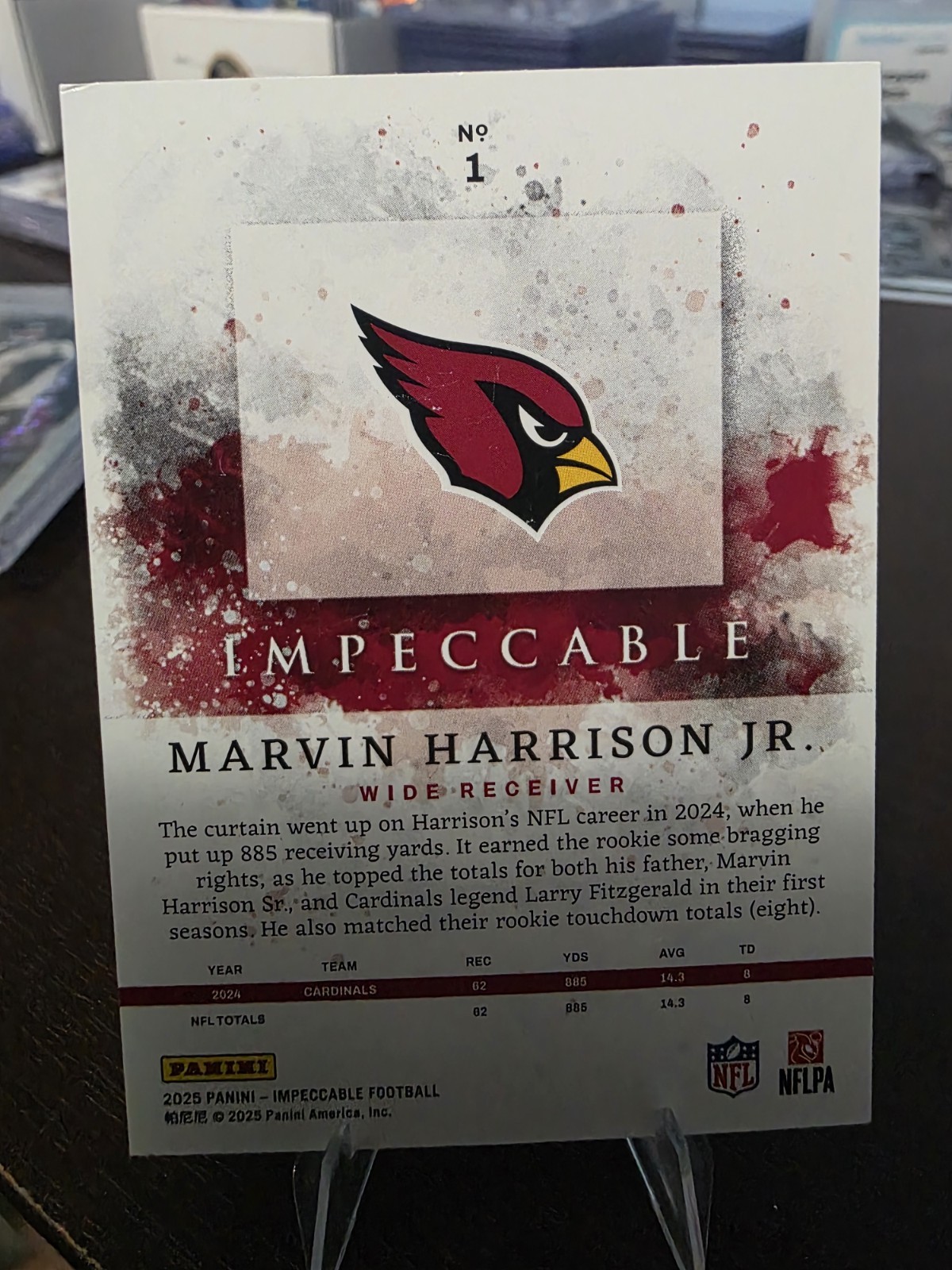 2025 Panini Impeccable - Marvin Harrison Jr  FOTL #1 Ruby /8 view 4