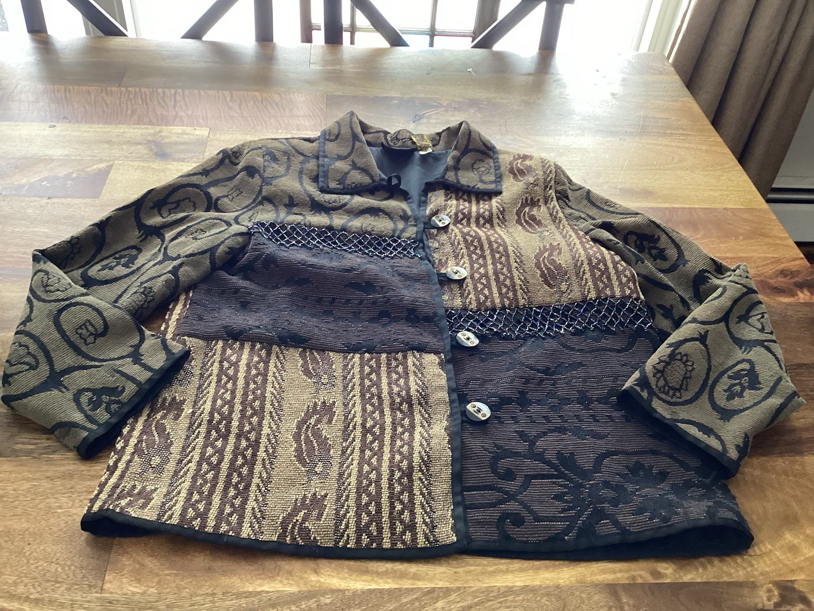 Vintage Allure Patchwork Lined Jacket /blazer Sz L - image 3