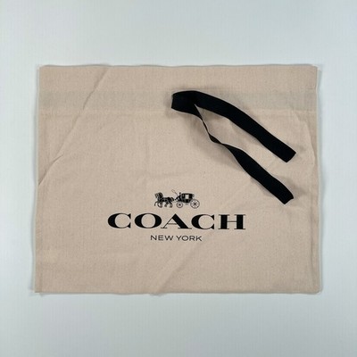Coach New York Drawstring Dust Bag Cotton Storage Bag With Black Ties 17'' x 13''