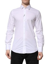 Dolce & Gabbana White Cotton GOLD Long Sleeves Formal Shirt
