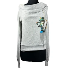 Hyper Police Anime Pullover Hoodie Sweatshirt Gray Size M Streetwear Y2K 90s