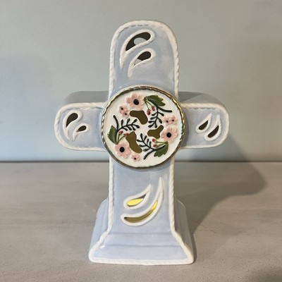 Blue Sky Clayworks Cross Tea Light Candle House 8.5'' Heather Goldminc