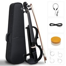 Full Size 4/4 Bunnel Edge Electric Silent Violin with Case, Bow and Rosin