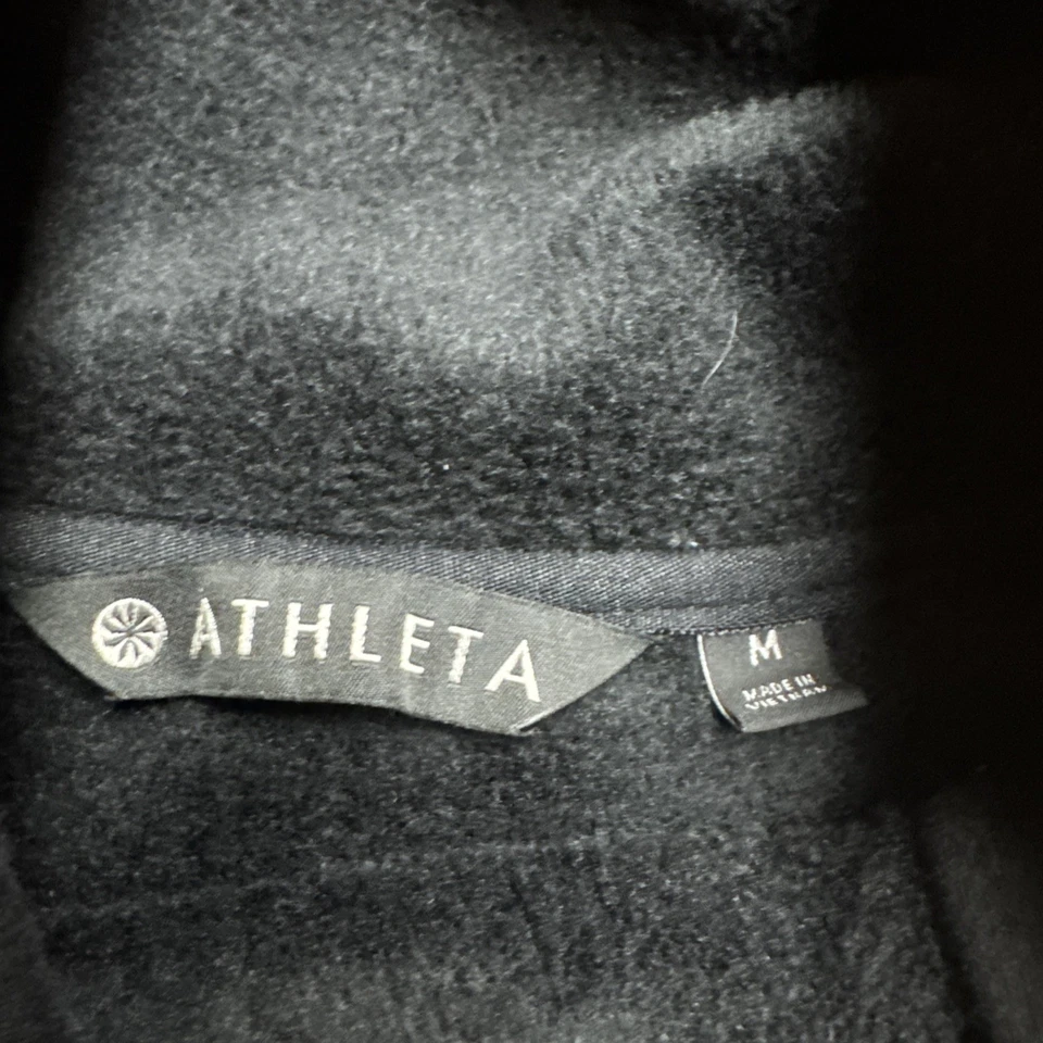 Vestido Sudadera Athleta Acogedor Karma ASYM Cremallera Negro Forrado de Vellón Talla Mediana Foto 3 de 4