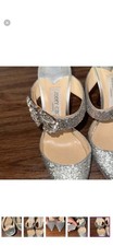 Jimmy Choo Sparkling Silver Heels Jimmy Choo Crystal Buckle Glitter Heels