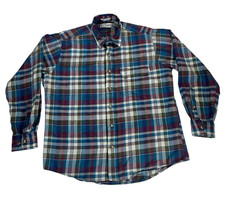 Vintage Sears Roebuck And Co. Flannel Long Sleeve Single Flap Pocket Sz Large
